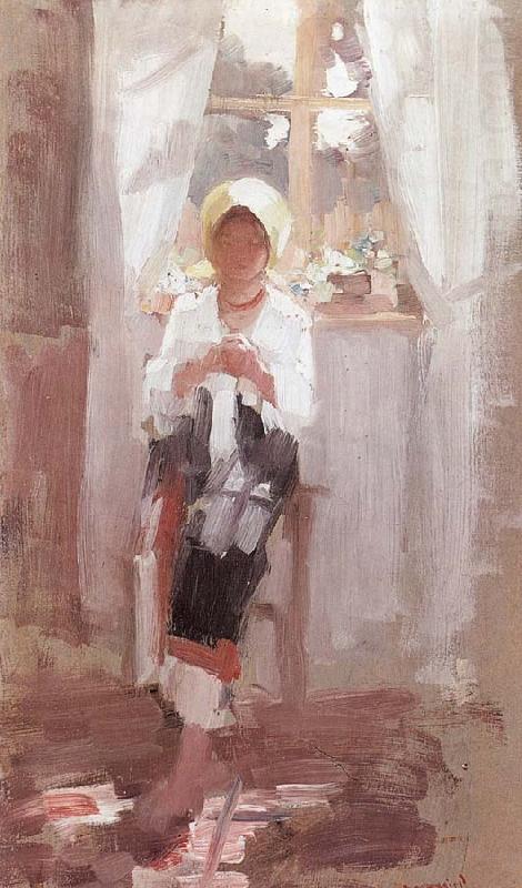 Nicolae Grigorescu Peasant Sewing by the Window china oil painting image